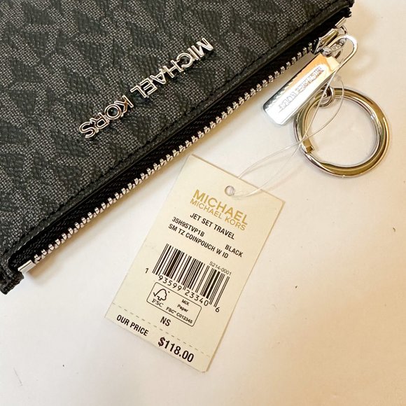 Michael Kors Jet Set Chain Crossbody Bag + Coin ID Key Holder Wallet MK Black - Picture 16 of 16